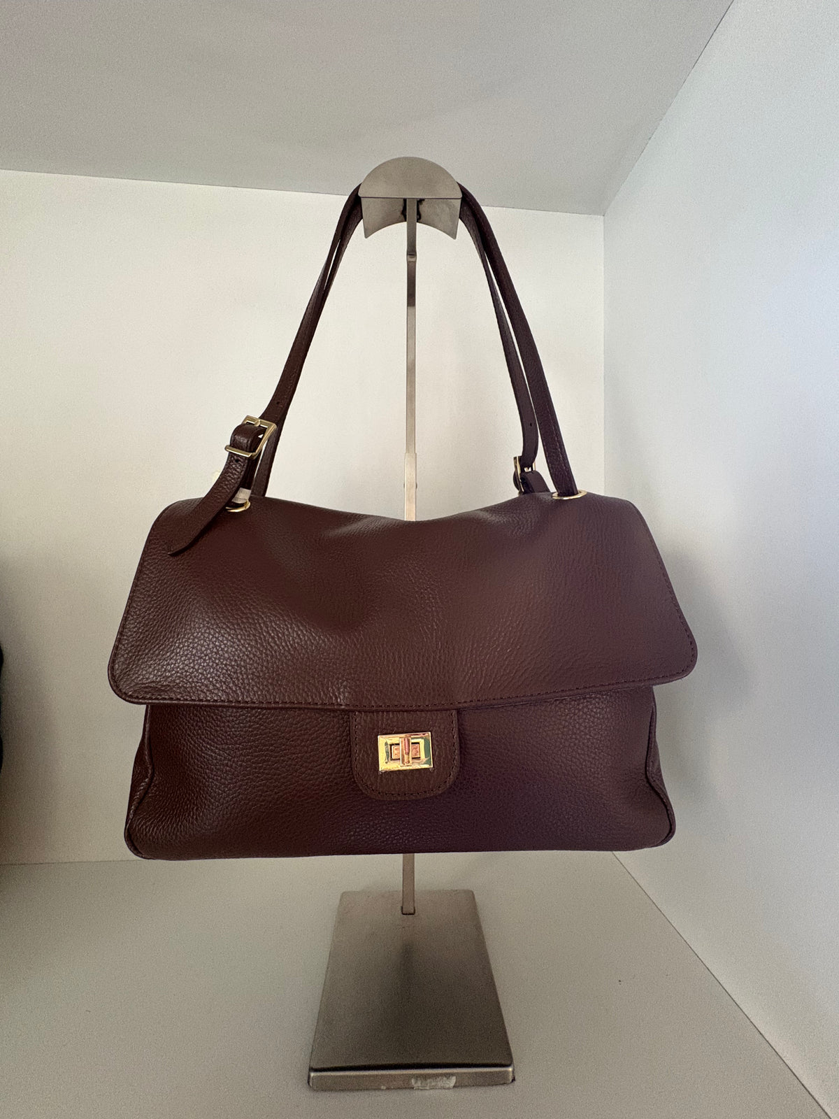 Borsa in pelle color testa di moro