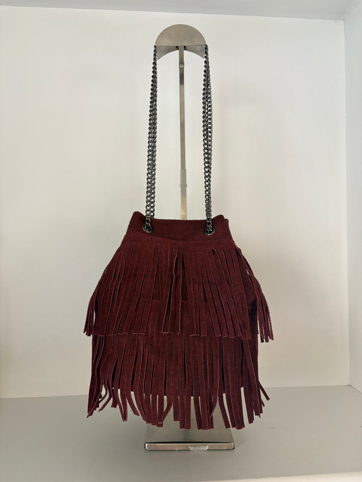 Borsa bordeaux camoscio pelle
