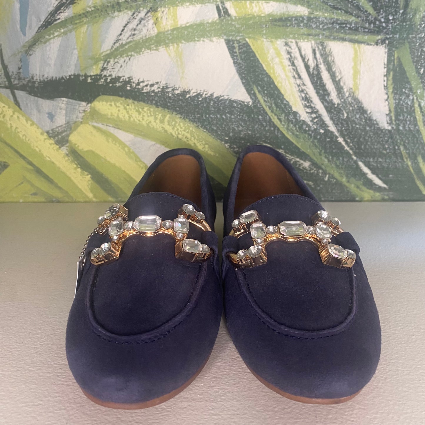 Mocassino blu con morsetto brillantinato