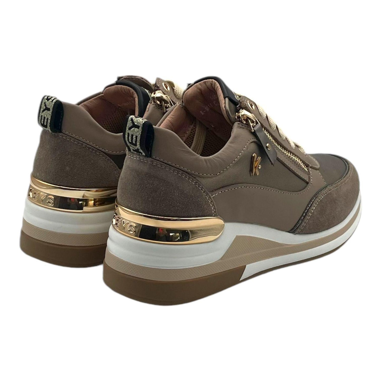 Sneakers pelle marrone con cerniera