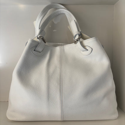 Borsa bianca con tracolla in pelle
