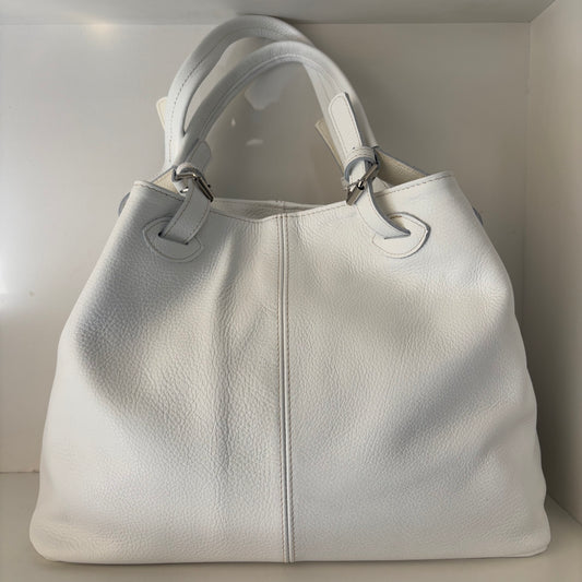 Borsa bianca con tracolla in pelle