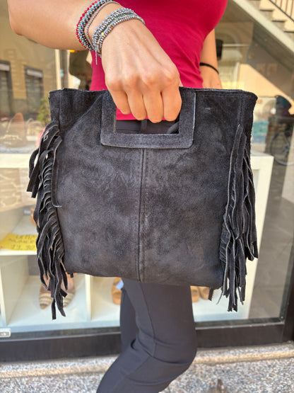 Borsa in pelle e camoscio