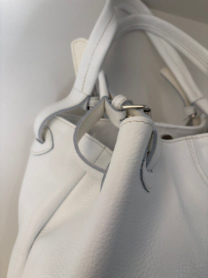 Borsa bianca con tracolla in pelle