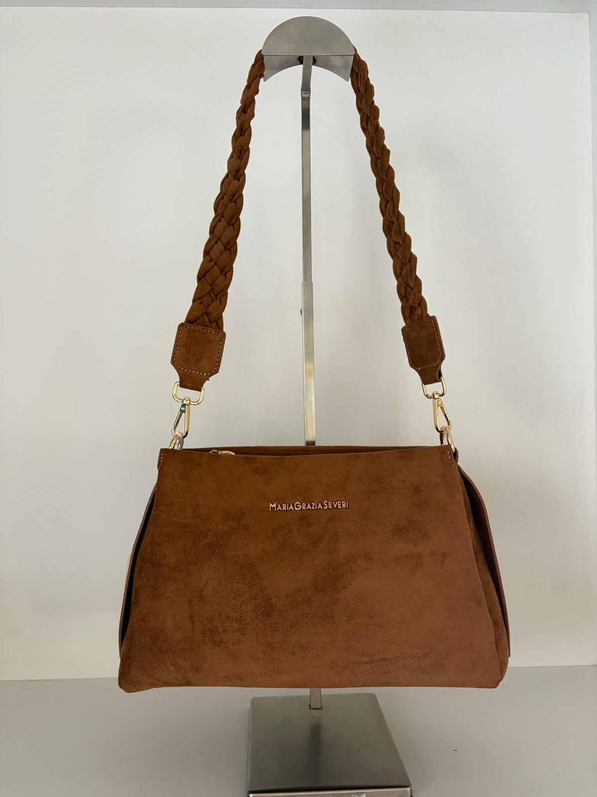 Borsa in camoscio color cuoio
