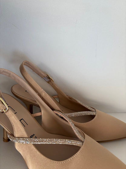 Slingback in raso