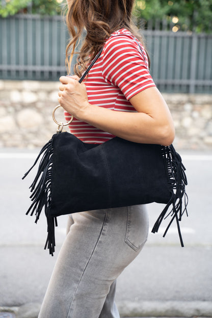 Borsa in camoscio e pelle