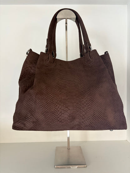 Borsa in camoscio flora