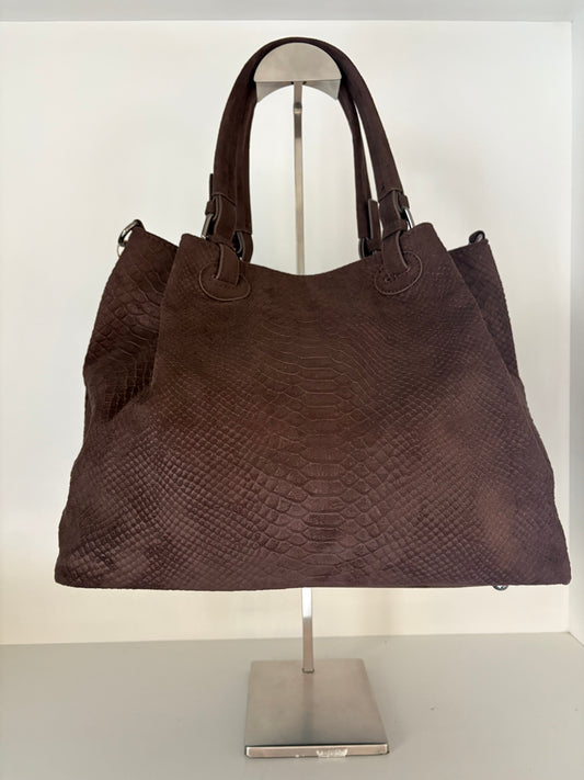 Borsa in camoscio flora