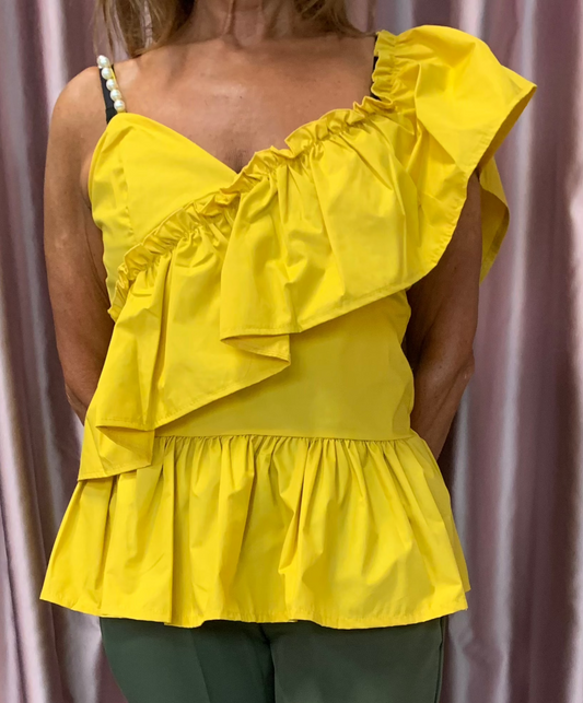 Maglia monospalla senape
